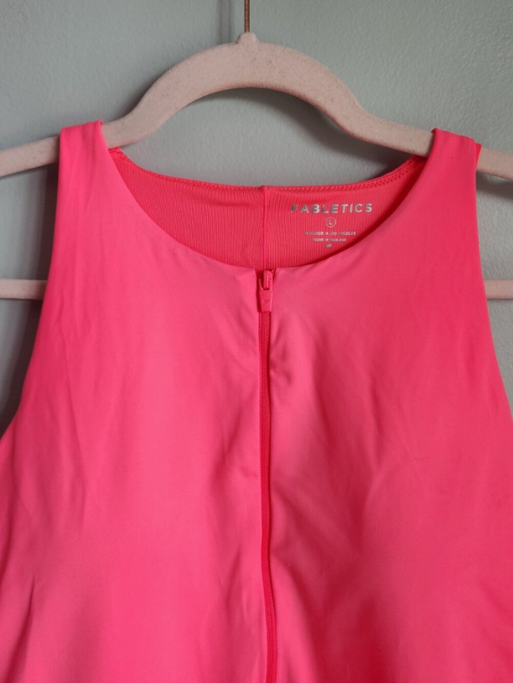 Fabletics Swimsuit Large Hot Pink Women's Zip Front One Piece Bathing Suit NEW - Picture 2 of 8